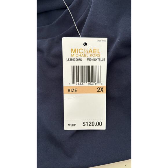 Michael Kors Womens Ladder Short Sleeve Shift Dress Plus Size 2X Midnight Blue - Picture 6 of 6